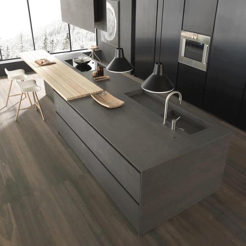 Современная кухня - MODERNE - BALIAN BETON Atelier - из бетона UHPC Ductal© / островного типа / без ручки