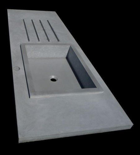 Кухонная раковина 1 чаша - BALIAN BETON Atelier - с сушкой / из бетона UHPC Ductal© / интегрированная