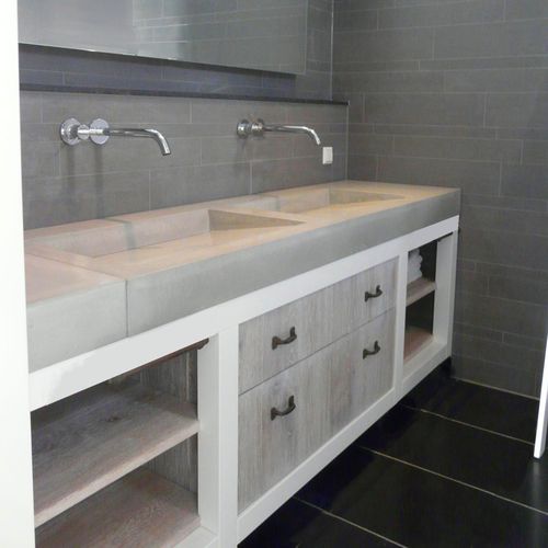 Двойная столешница для раковины - INTENSITE DU GRIS - BALIAN BETON Atelier - из бетона UHPC Ductal©