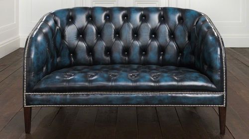 Диван честерфилд - BURGHLEY - distinctive chesterfields - из кожи / синий / 2 места