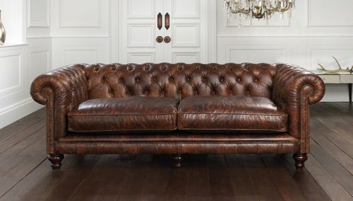 Диван честерфилд - HAMPTON - distinctive chesterfields - из кожи / коричневый / 2 места