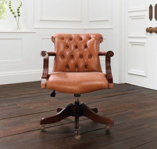 Классическое кресло для офиса - ADMIRAL - distinctive chesterfields - из кожи / с крестообразным основанием