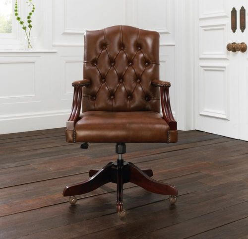 Классическое кресло для офиса - GAINSBOROUGH - distinctive chesterfields - из кожи / с крестообразным основанием