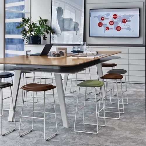 Современный барный табурет - HI PAD - Cappellini - из кожи / из ткани / с основанием из нержавеющей стали