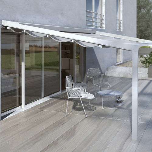 Пергола пристроенная к зданию - A100 LUX - KE Outdoor Design - из алюминия / со сдвижной крышей / убирающаяся