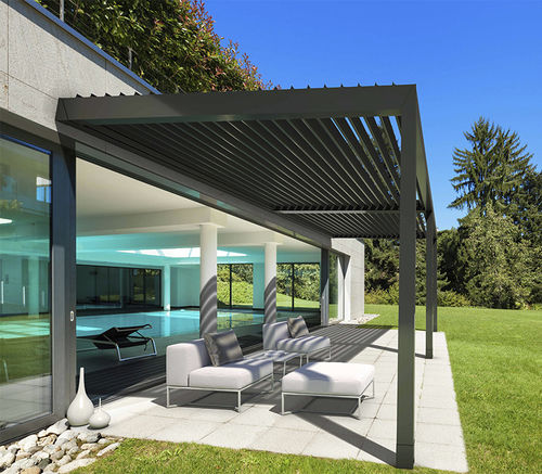 Пергола пристроенная к зданию - KEDRY PLUS A  - KE Outdoor Design - самонесущая / из алюминия / из стекла
