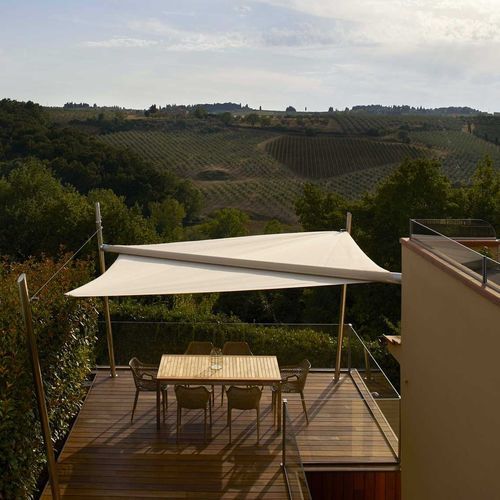 Непромокаемый натяжной тент - KHEOPE - KE Outdoor Design - с моторизированным наматывающим устройством / для профессионального использования / треугольный