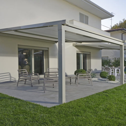 Пергола пристроенная к зданию - XTESA - KE Outdoor Design - из алюминия / из стекла / ветроустойчивая