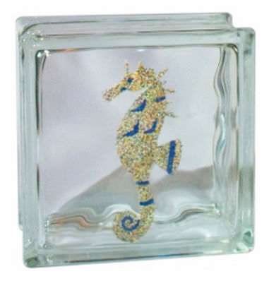 Квадратный стеклоблок - ART : SEAHORSE - Pittsburgh Corning - цветной
