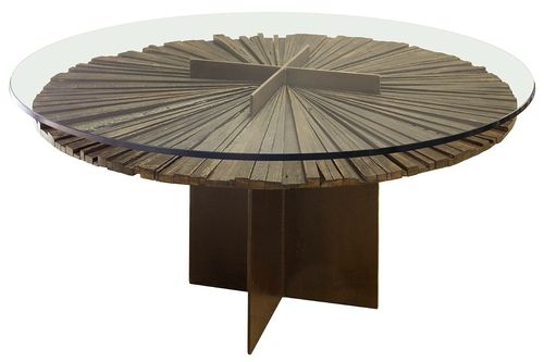 Современный стол - MANDALA - Rotsen Furniture - из стекла / круглый / из вторичных материалов