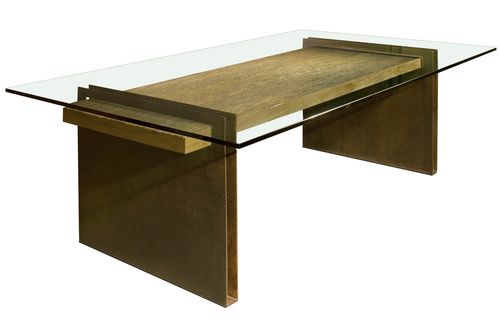 Современный стол - CHAPA METAL BASE - Rotsen Furniture - из стекла / прямоугольный / из вторичных материалов