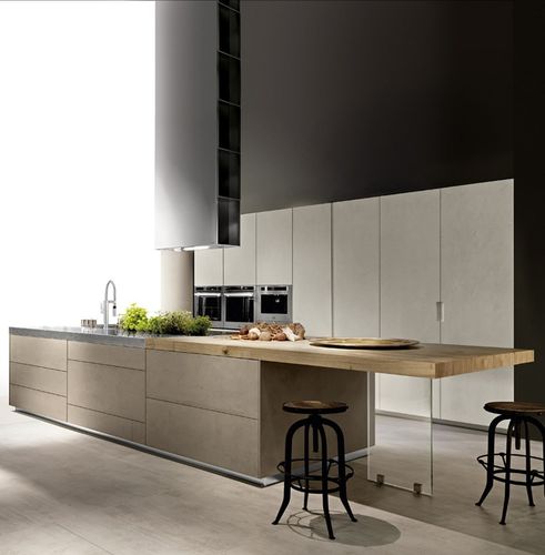 Современная кухня - LIMHA - MITON - из дуба / из стали / из цемента