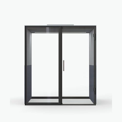 Рабочий стол POD с застекленной дверью - BOSTON WORKPOD - Casala - со встроенным светодиодным светильником / со встроенной электрической розеткой / из алюминия