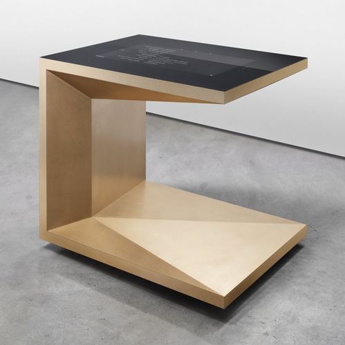 Современный рабочий стол - M.POD - Steininger Designers - из закаленного стекла / с основанием из стали / с основанием из латуни