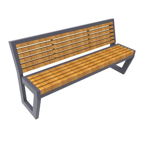Современная общественная скамейка - ''TECHWOOD'' - GROUPE SAE - TENNIS D'AQUITAINE - из композитной древесины / из стали / из гальванизированной стали