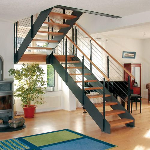 Лестница с поворотом на 180° - LOFT : 522A - Créateur d'escaliers Treppenmeister - с деревянными ступеньками / деревянная конструкция / для бытового использования