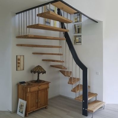 Лестница с поворотом на 90° - VIVA  - Créateur d'escaliers Treppenmeister - с поворотом на 180° / с деревянными ступеньками / из металла