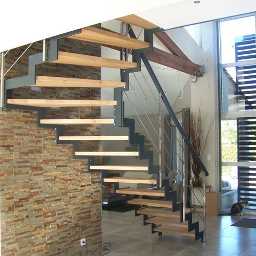 Лестница с поворотом на 90° - Créateur d'escaliers Treppenmeister - с поворотом на 180° / с деревянными ступеньками / из металла