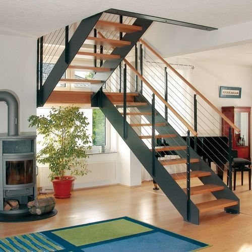 Лестница с поворотом на 90° - LOFT 5328H - Créateur d'escaliers Treppenmeister - с деревянными ступеньками / из стекла / для бытового использования