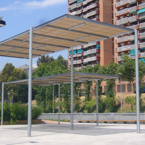 Устанавливаемая пергола на поверхности - PERGOLA HABANA - URBADIS Microarquitectura - из стали / из гальванизированной стали / крыша из дерева