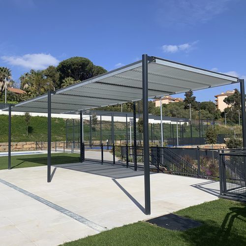 Устанавливаемая пергола на поверхности - Habana - URBADIS Microarquitectura - из гальванизированной стали / биоклиматическая / для общественных мест