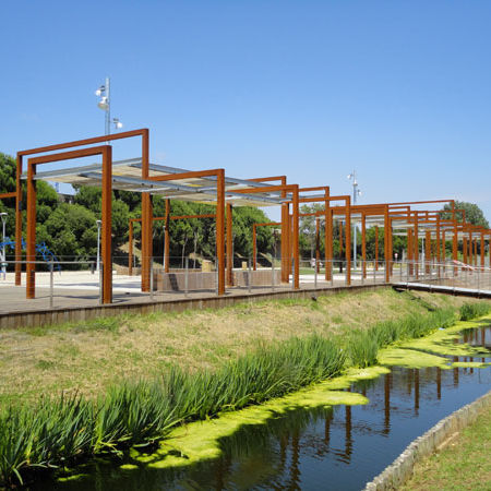 Устанавливаемая пергола на поверхности - PERGOLA U SYSTEM - URBADIS Microarquitectura - из гальванизированной стали / модульная / для профессионального использования
