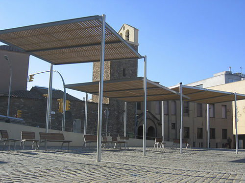Устанавливаемая пергола на поверхности - PERGOLA HABANA 8 - URBADIS Microarquitectura - из гальванизированной стали / крыша из дерева / на заказ