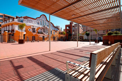Устанавливаемая пергола на поверхности - PERGOLA HABANA 9 - URBADIS Microarquitectura - из гальванизированной стали / крыша из дерева / модульная