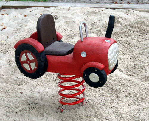 Качалка на пружине из цельной древесины - SPIELART : LE TRACTEUR P58 - Pro Urba - Aqua Pro Urba - транспорт / одноместная