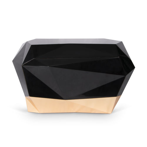 Современный ночной столик - DIAMOND  - BOCA DO LOBO - из позолоченного дерева с золотым листом / из блестящей полированной древесины / с основанием из древесины