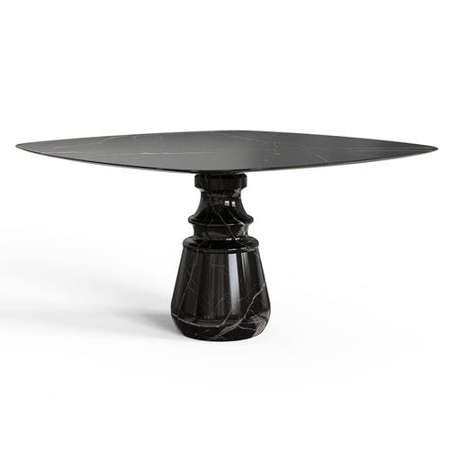 Современный обеденный стол - PIETRA NERO MARQUINA - BOCA DO LOBO - из мрамора / с основанием из мрамора / квадратный