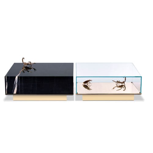 Современный журнальный столик - METAMORPHOSIS  - BOCA DO LOBO - из стекла / из мрамора / с основанием из латуни