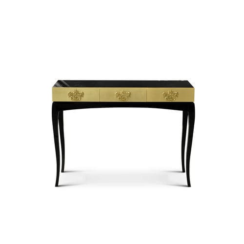 Классический стол-консоль - TRINITY GOLD - BOCA DO LOBO - из красного дерева / с основанием из древесины / прямоугольный