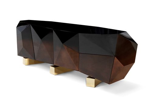 Современный буфет - DIAMOND XL - BOCA DO LOBO - из позолоченного дерева с золотым листом / из полированной древесины / из латуни