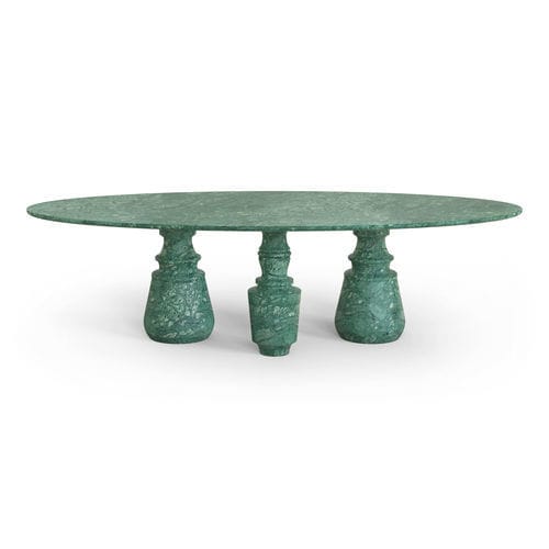 Современный обеденный стол - PIETRA XL - BOCA DO LOBO - из мрамора / с основанием из мрамора / овальный