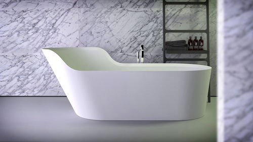 Овальная ванна - GLOW LEFT - KNIEF & CO. GmbH - отдельностоящая / из Solid Surface / белая