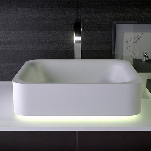 Настольная раковина - SHINE - KNIEF & CO. GmbH - из Solid Surface / прямоугольная / современная