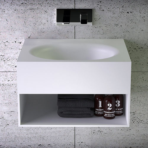 Настенная тумба под умывальник - MOON - KNIEF & CO. GmbH - из Solid Surface / современная / с полкой