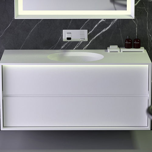 Настенная тумба под умывальник - STRIP - KNIEF & CO. GmbH - из Solid Surface / современная / с полкой