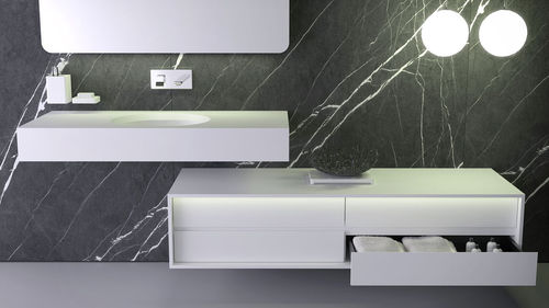 Настенная тумба под умывальник - SLAB - KNIEF & CO. GmbH - из Solid Surface / современная / с выдвижными ящиками