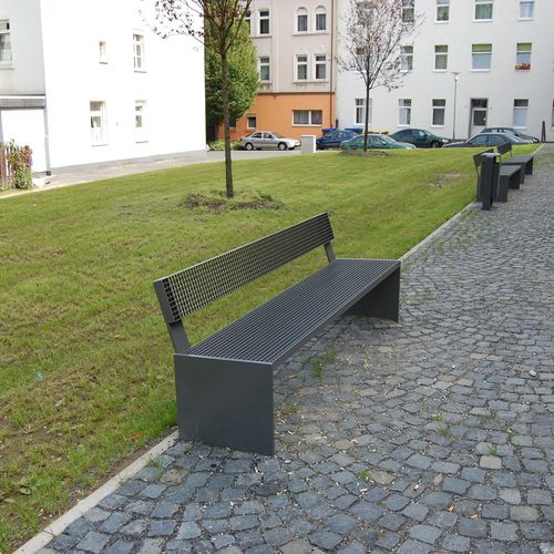 Общественная скамейка минималистский дизайн - STAAL - NORCOR MOB.URBAIN - из стали / со спинкой