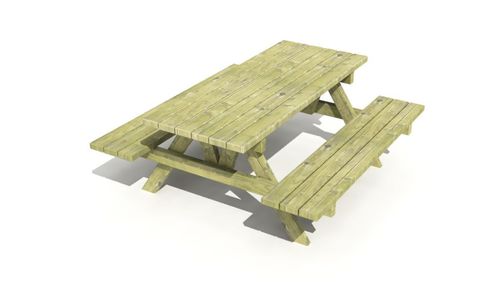 Классический стол для пикника - 5101S - Novum 4 Kids - из дерева / прямоугольный / со встроенными стульями