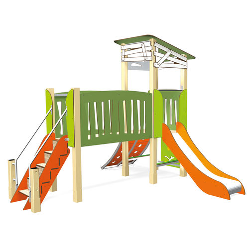 Игровая конструкция для игровой площадки - MA CABANE PASSERELLE 3714 - Transalp - для коллективной организации / из дерева / из металла