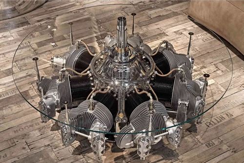 Журнальный столик из запчастей самолета - AIR-TAV0052 FURNITURE MADE FROM ORIGINAL PLANE PARTS - Arteinmotion - дизайнерский / из алюминия / из хрома