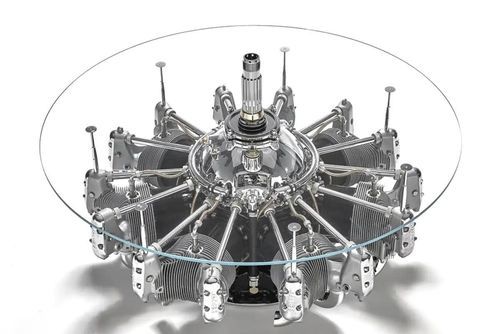 Авиационный журнальный столик - AIR-TAV0113 AIRPLANE RADIAL ENGINE - Arteinmotion - промышленный дизайн / из стекла / из алюминия