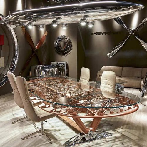 Авиационный обеденный стол - AIR-TAV0102 AIRPLANE WING CONFERENCE - Arteinmotion - уникальный дизайн / из дугласовой пихты / из закаленного стекла