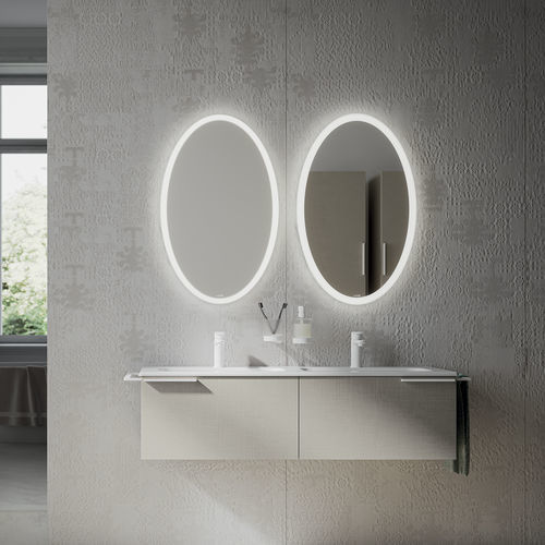 Настенное зеркало для ванной комнаты - PORTOLE+ OVAL - Inda - современное / овальное / белое