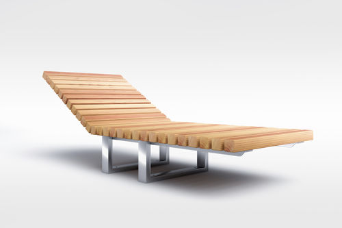 Современный садовый шезлонг - Factory Street Furniture - из дерева / из нержавеющей стали / для профессионального использования