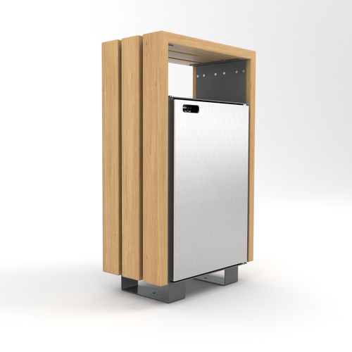 Общественный мусорный контейнер - BLOC  - Factory Street Furniture - из гальванизированной стали / из нержавеющей стали / из дерева