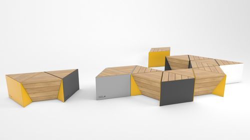 Современная общественная скамейка - SONOBE - Factory Street Furniture - из лиственных пород дерева / из сосны / из лиственницы